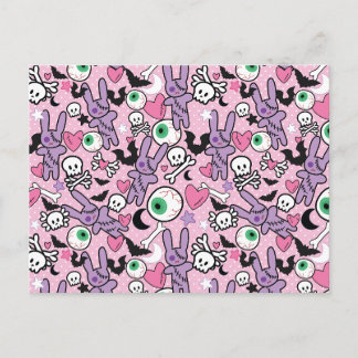 Pastel Goth Rockabilly Spooky Bunny Vykort