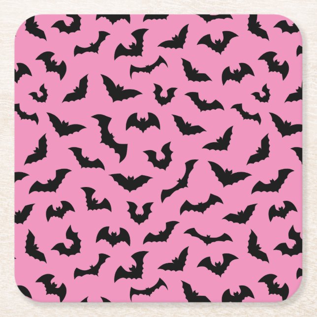 Pastel goth rosa fladdermöss mönster halloween underlägg papper kvadrat (Framsidan)