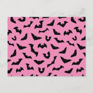 Pastel goth rosa fladdermöss mönster halloween vykort