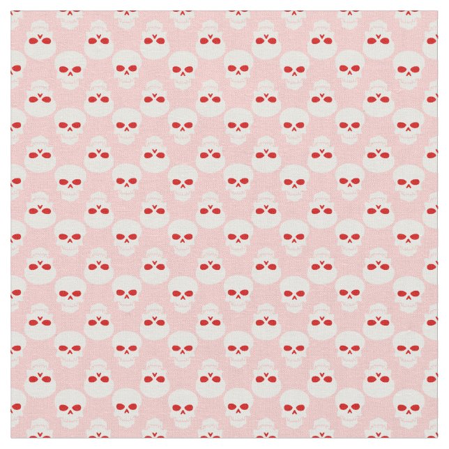 Pastel goth rosa Red halloween skallskelett Tyg (Närbild)