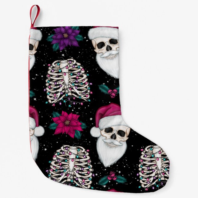 Pastel Goth Santa Skull Liten Julstrumpa (Framsidan)