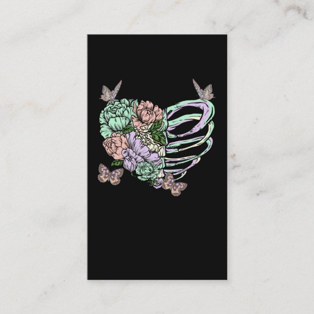 Pastel Goth Skeleton Heart Otaku Vaporwave Aesthet Visitkort (Framsida)