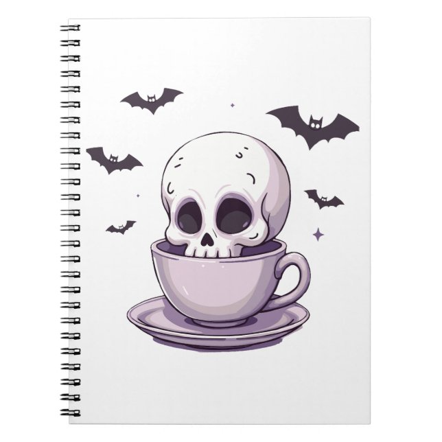 Pastel Goth Skull in Teacup Anteckningsbok (Framsidan)