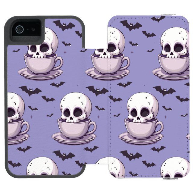 Pastel Goth Skull in Teacup Incipio iPhone Wallet Skal (Folio Öppen)