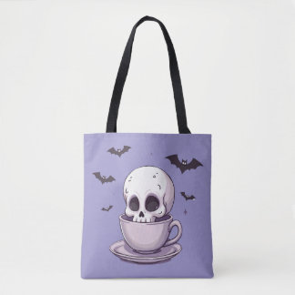 Pastel Goth Skull in Teacup Tygkasse