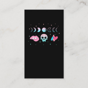 Pastel Goth Skull Måne Kawaii Makup Witch Visitkort