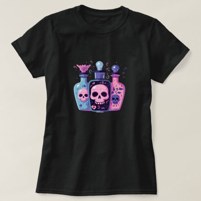Pastel Goth Skull Potion Flaskor Halloween Art Art T Shirt (Design framsida)