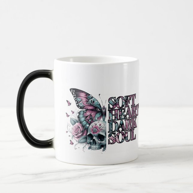 Pastel Goth Soft Heart Mörk Soul Butterfly Split Magisk Mugg (Vänster)