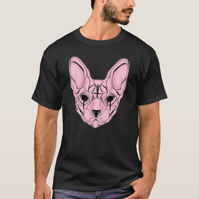 Pastel Goth Sphynx Cat T Shirt (Framsida)