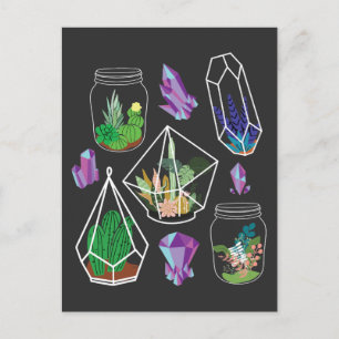 Pastel Goth Succulent Cactus Kawaii Terrarium Vykort