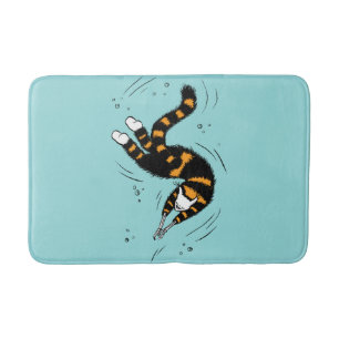 Pastel Goth Swimming Cat Skeleton Badrumsmatta