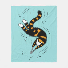 Pastel Goth Swimming Cat Skeleton Fleecefilt