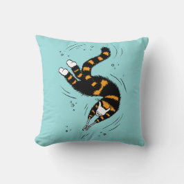 Pastel Goth Swimming Cat Skeleton Kudde