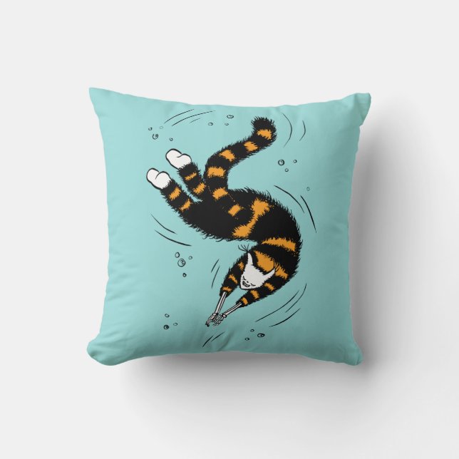 Pastel Goth Swimming Cat Skeleton Kudde (Framsida)