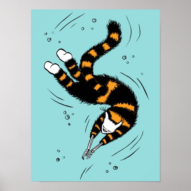 Pastel Goth Swimming Cat Skeleton Poster (Framsidan)