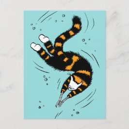 Pastel Goth Swimming Cat Skeleton Vykort