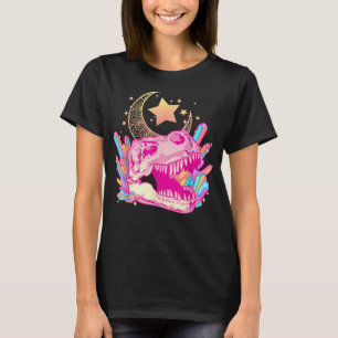 Pastel Goth T-Rex Skull Crystal Crescent Måne Aest T Shirt