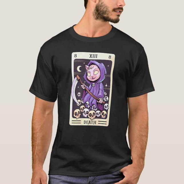 Pastel Goth Tarot Card, Reaper Cat C T Shirt (Framsida)