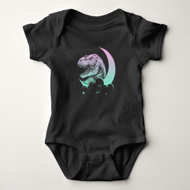 Pastel Goth Trex Måne Wiccan Dinosaurs T Shirt (Framsida)