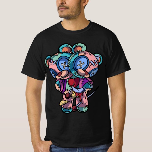 Pastel Goth Two Headed Teddy Bear Voodoo Doll For  T Shirt (Framsida)