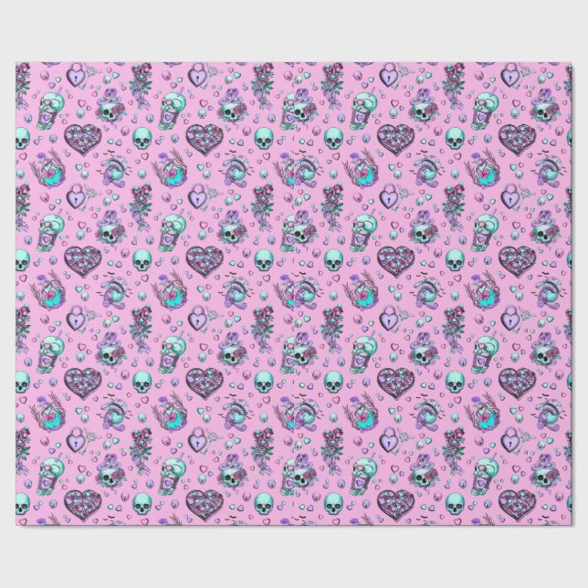 Pastel Goth Valentines Dag Gift Presentpapper (Seam)