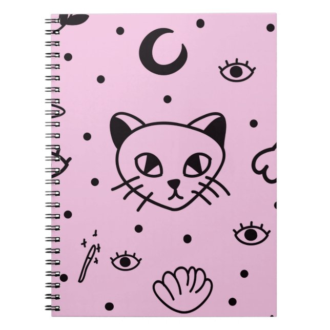 Pastel Goth Wiccan Cat Anteckningsbok (Framsidan)