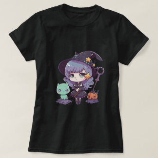Pastel Goth Witch och Cat Halloween Tee