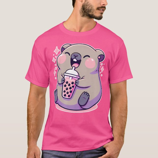 Pastel Goth Wombat Bubble Tea T Shirt (Framsida)
