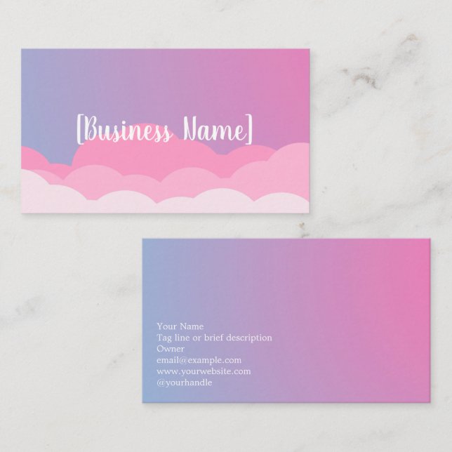 Pastel Gradient Business Card with Clouds | Custom Visitkort (Fram/baksida)