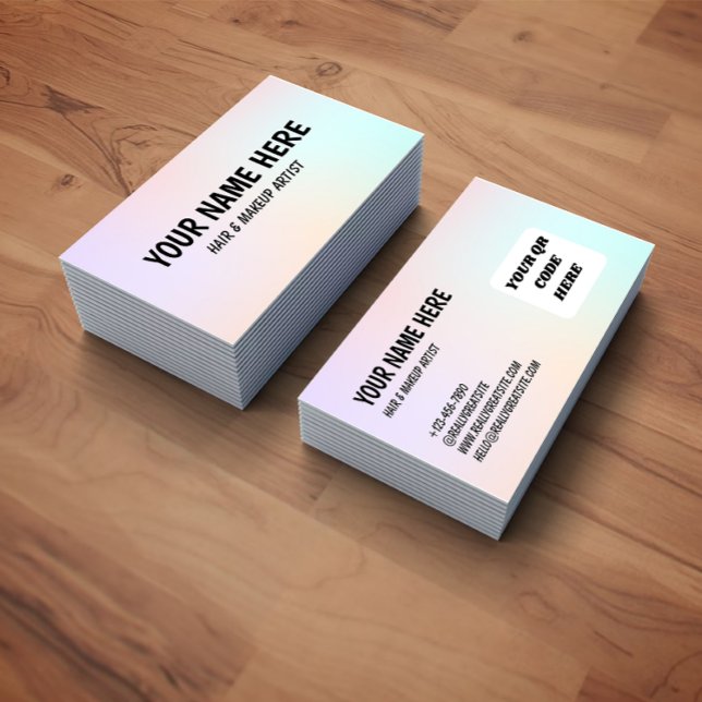 Pastel Gradient Dreamy Hair Makeup Business Card Visitkort (Skapare uppladdad)