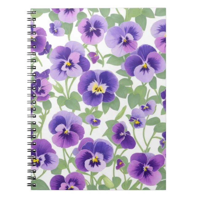 Pastel Graphic Lila Pansies Anteckningsbok (Framsidan)