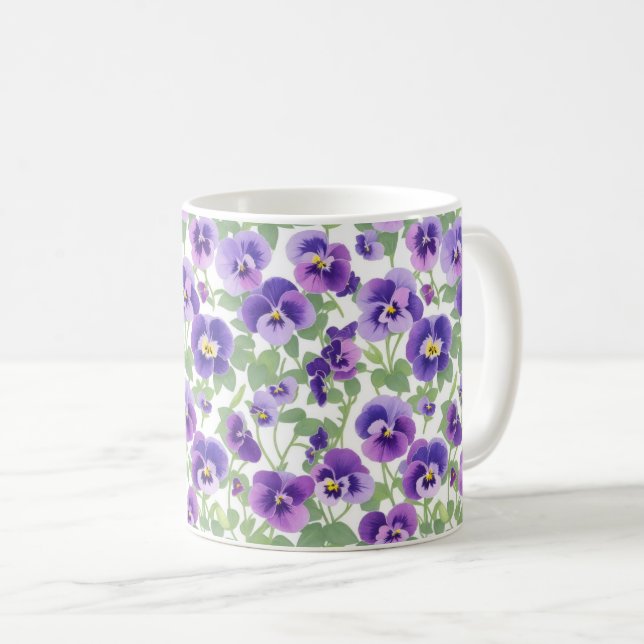Pastel Graphic Lila Pansies Kaffemugg (Framsida höger)