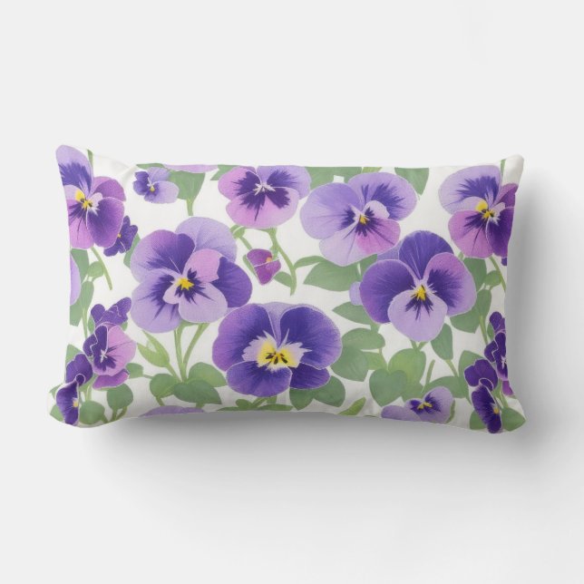 Pastel Graphic Lila Pansies Lumbarkudde (Framsida)