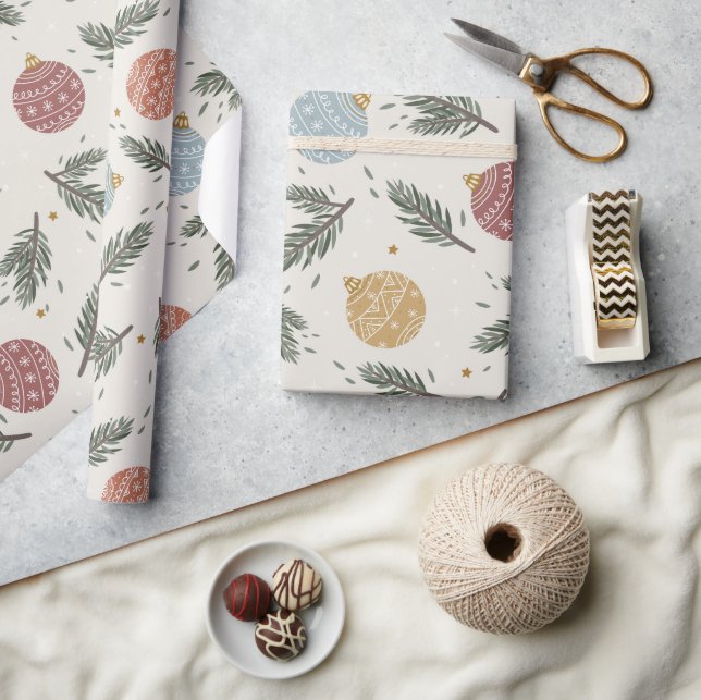 Pastel Gräs Holly Ornaments jul Presentpapper (Hantverk)