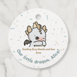 Pastel Grått Brown Cute Baby Dragon Tack Gåvor Etiketter