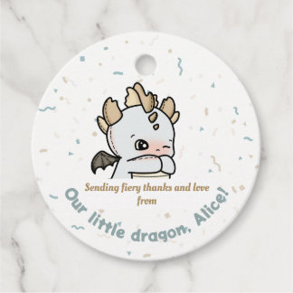Pastel Grått Brown Cute Baby Dragon Tack Gåvor Etiketter
