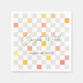 Pastel & Grått Checks Aesthetic Studentfest Pappersservett