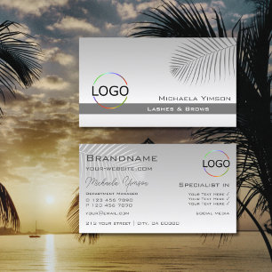 Pastel Grått Gradient Handflatan Löv med Logotyp S Visitkort