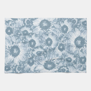 Pastel Grått Navy Blommönster Kökshandduk
