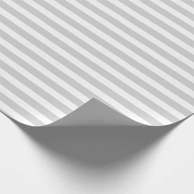 Pastel Grått och White Simple Vågrät Stripe Presentpapper (Hörn)