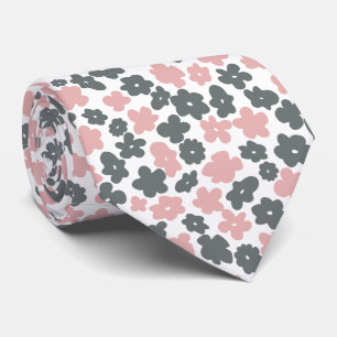 Pastel Grått Rosa Blommigt Neck Tie Slips