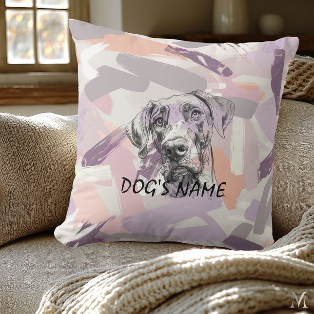 Pastel Great Dane Portrait – Modern Abstract Art Kudde (Skapare uppladdad)