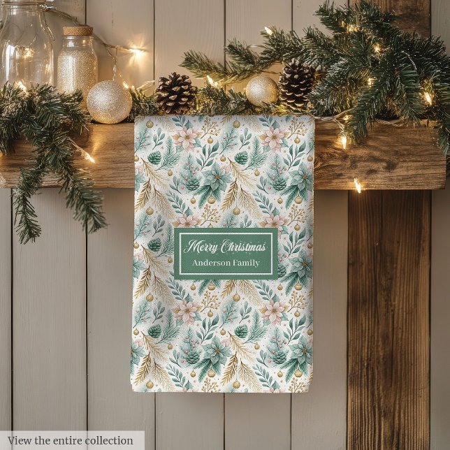 Pastel Green and Gold Towel Luxe Holiday Accent Kökshandduk (Pastel Green and Gold Towel Luxe Holiday Accent)