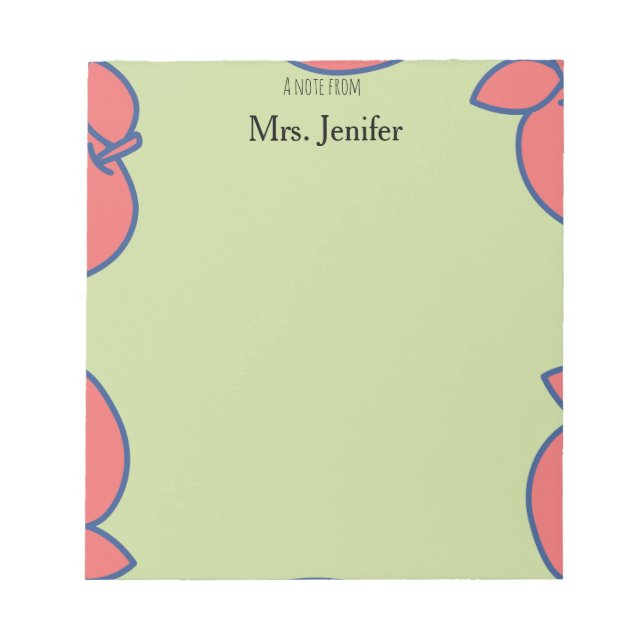 Pastel Green and Red Apple Notepad Anteckningsblock (Framsida)