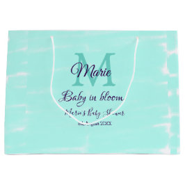 Pastel green baby in bloom monogram baby shower te