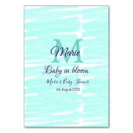 Pastel green baby in bloom monogram baby shower te bordsnummer