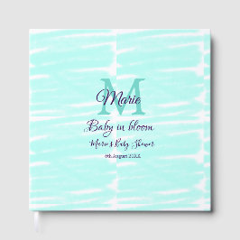 Pastel green baby in bloom monogram baby shower te gästböcker
