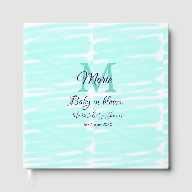 Pastel green baby in bloom monogram baby shower te gästböcker (Framsida)