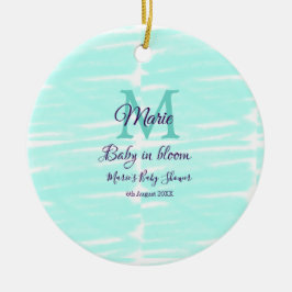 Pastel green baby in bloom monogram baby shower te julgransprydnad keramik