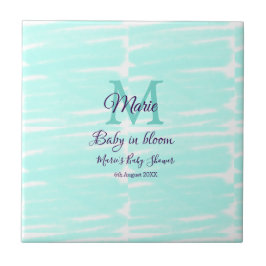 Pastel green baby in bloom monogram baby shower te kakelplatta